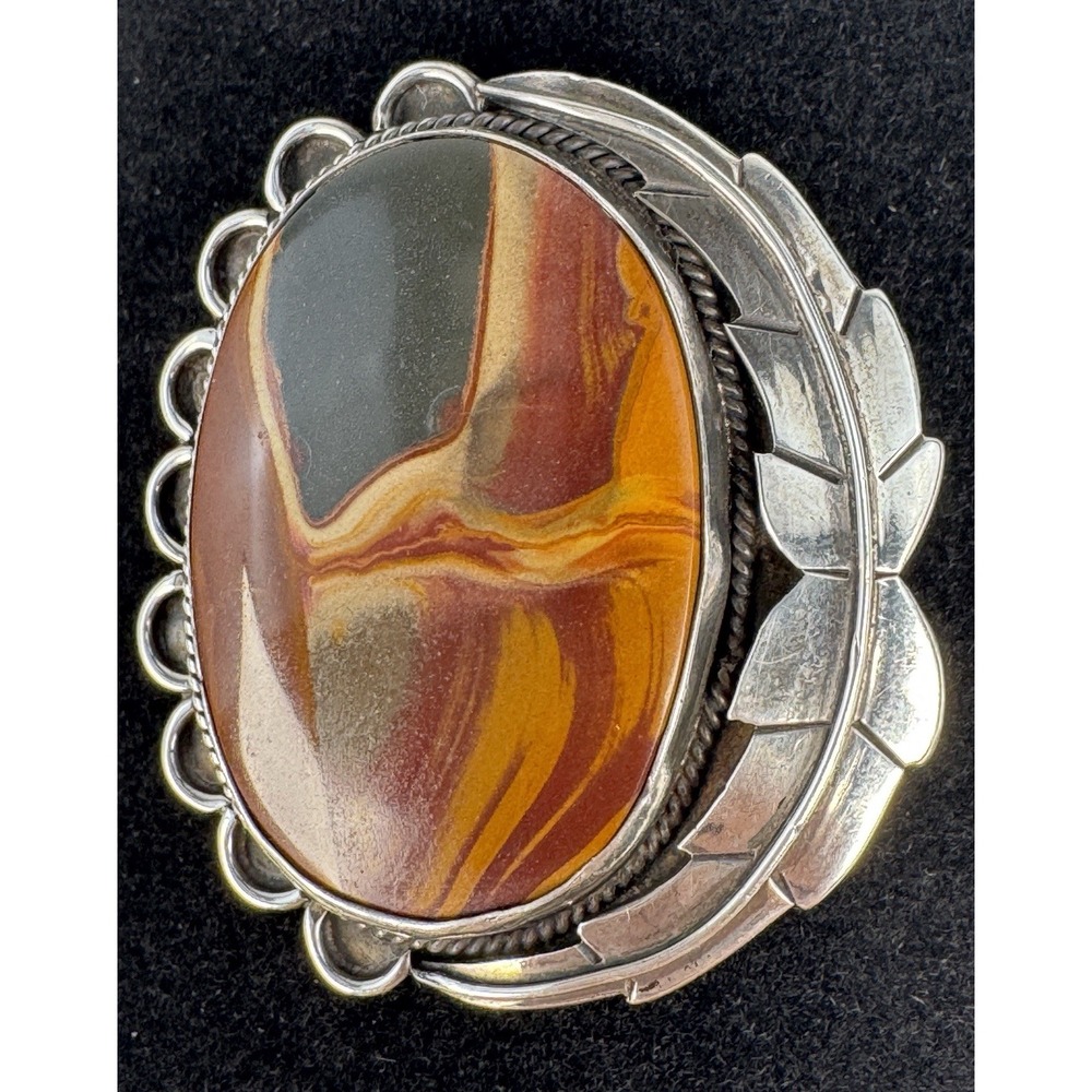 Sterling Silver Banded Agate Cuff Conversion Brooch Pin 25.55g Large